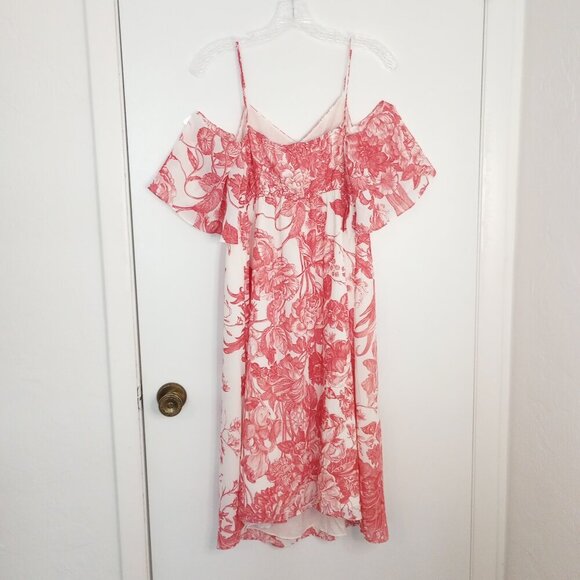 Loft Maternity Pink Floral Toile Off-Shoulder Dress - Picture 8 of 10